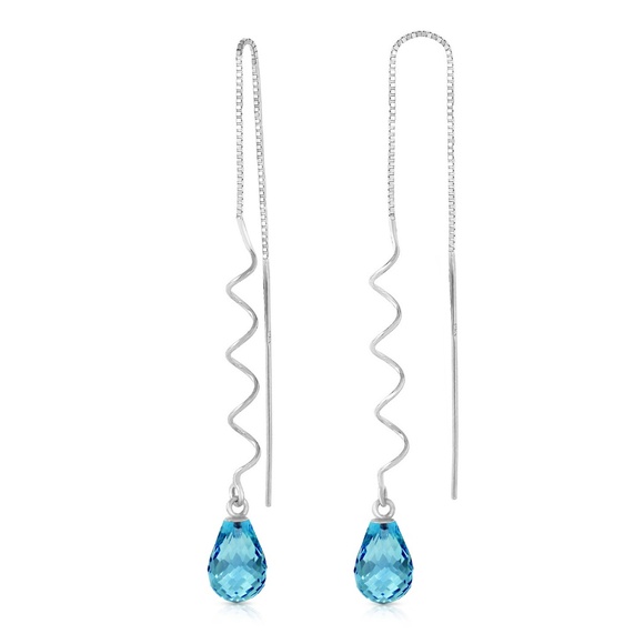 Galaxy Gold Products Jewelry - GOLD THREADED DANGLES EARRINGS WITH BLUE TOPAZ